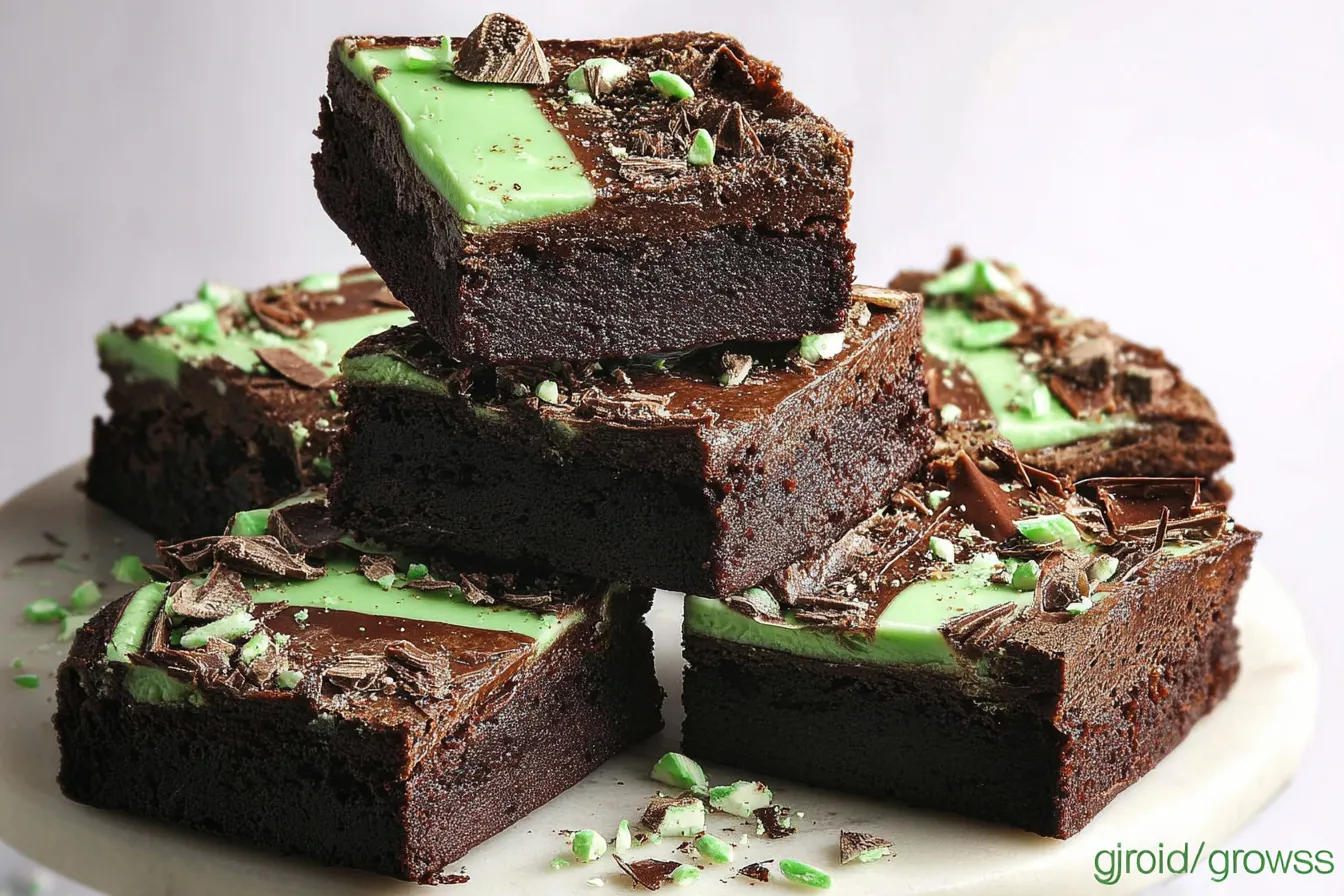 Fudgy Mint Chocolate Brownies Plated for a Decadent Treat