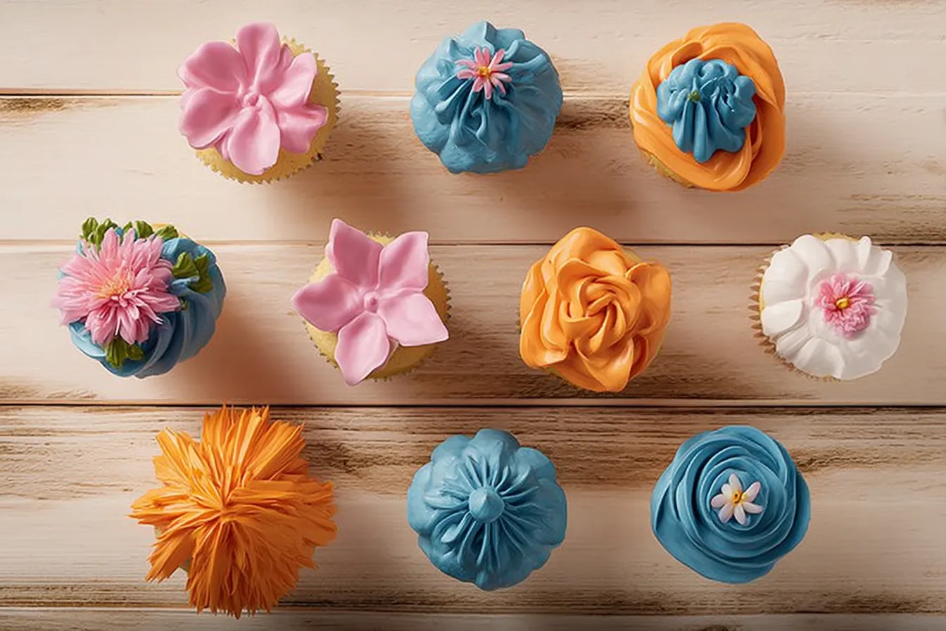 Garden Party Wildflower Cupcakes Close-Up