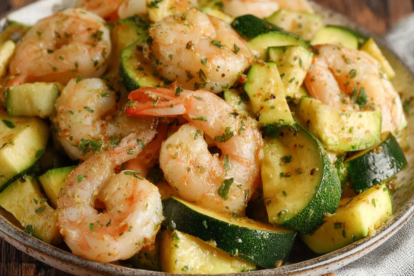 Garlic Butter Shrimp with Zucchini Plated Delight