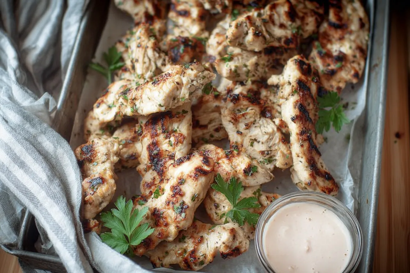 Garlic Herb Mediterranean Chicken Tenders Served on a Plate