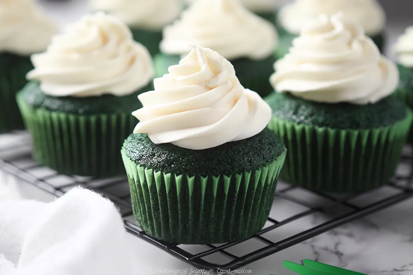 Green Velvet Cupcakes with Cream Cheese Frosting