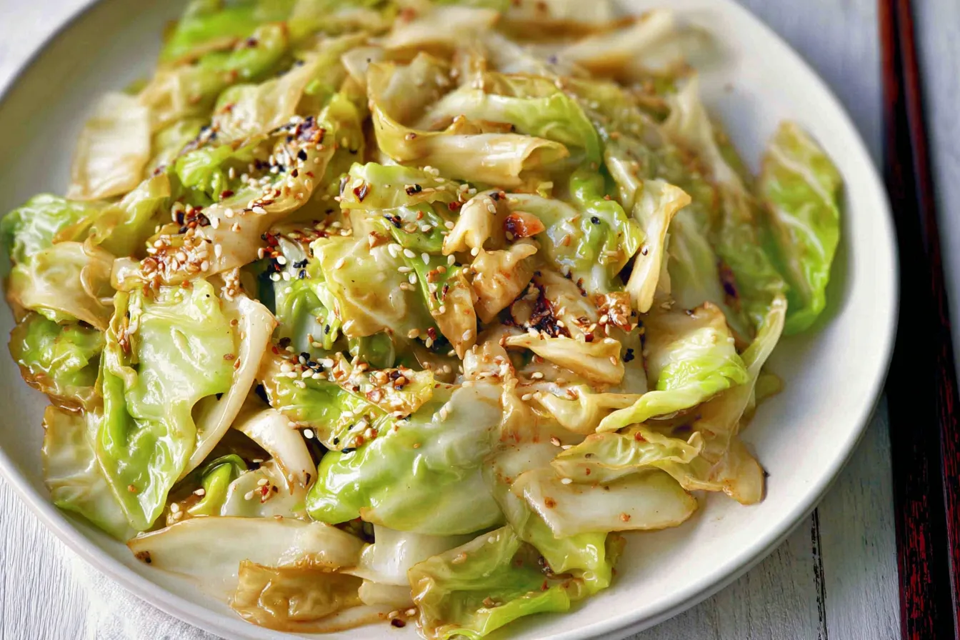 Colorful Healthy Cabbage Stir Fry with Garlic