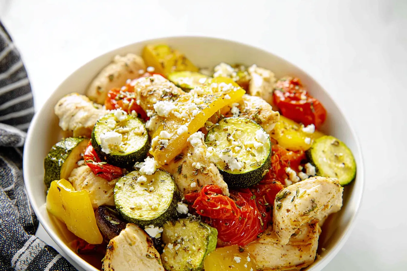 Low Carb Chicken and Veggie Dinner Plated