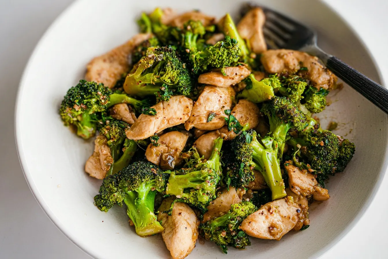 Low Fat Chicken and Broccoli Skillet Plated