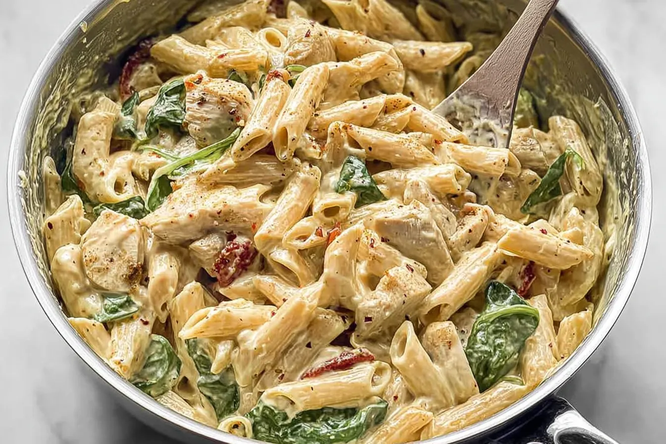 One-Pan Creamy Chicken Pasta in a Serving Bowl