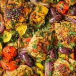One Pan Mediterranean Chicken Dinner Ready to Serve