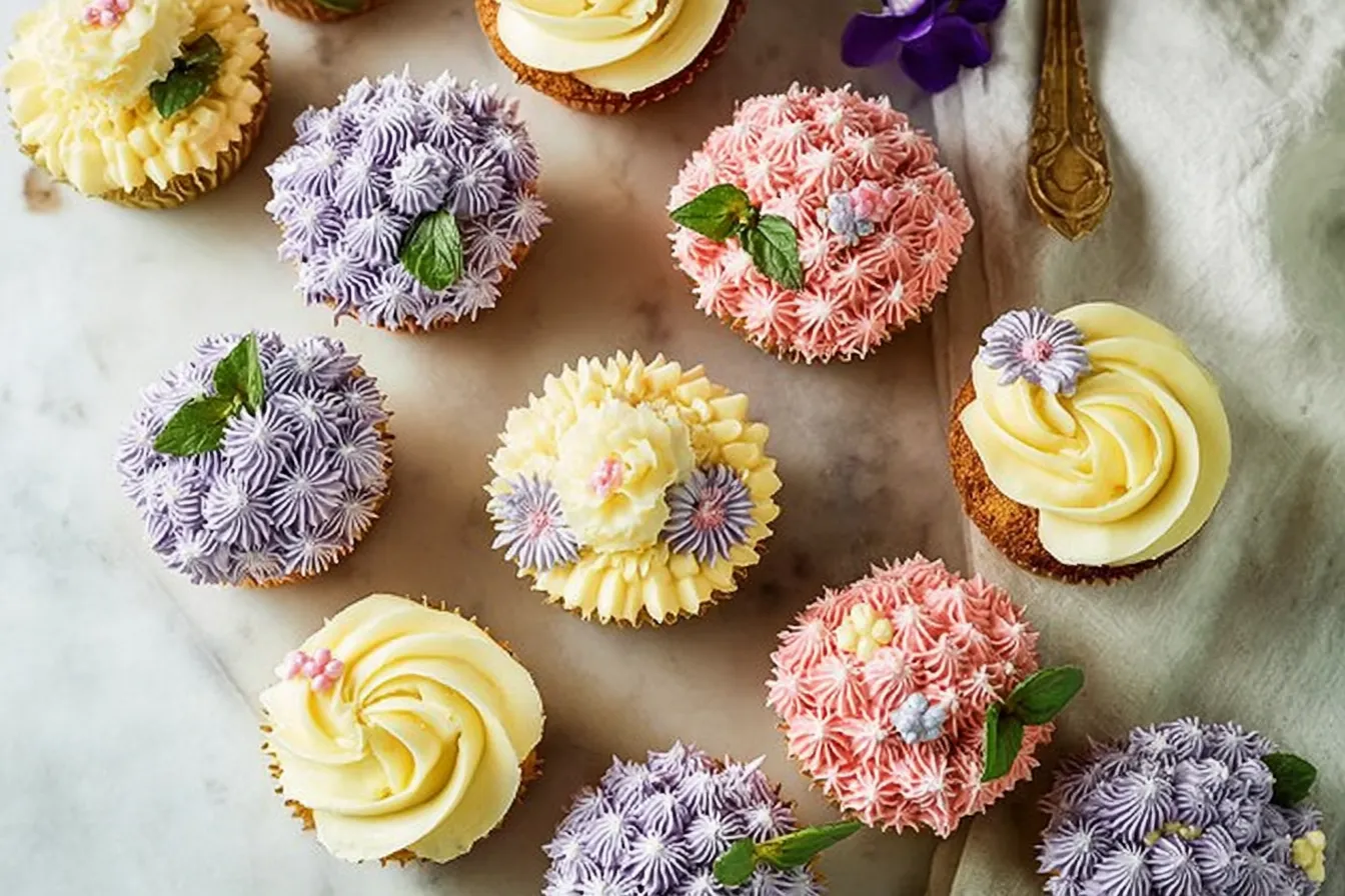 Rustic Wildflower Cupcakes Freshly Baked
