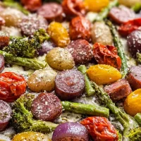 Sheet Pan Sausage and Spring Vegetables: A Flavorful Delight Sheet Pan Sausage and Spring Vegetables Fresh Ingredients