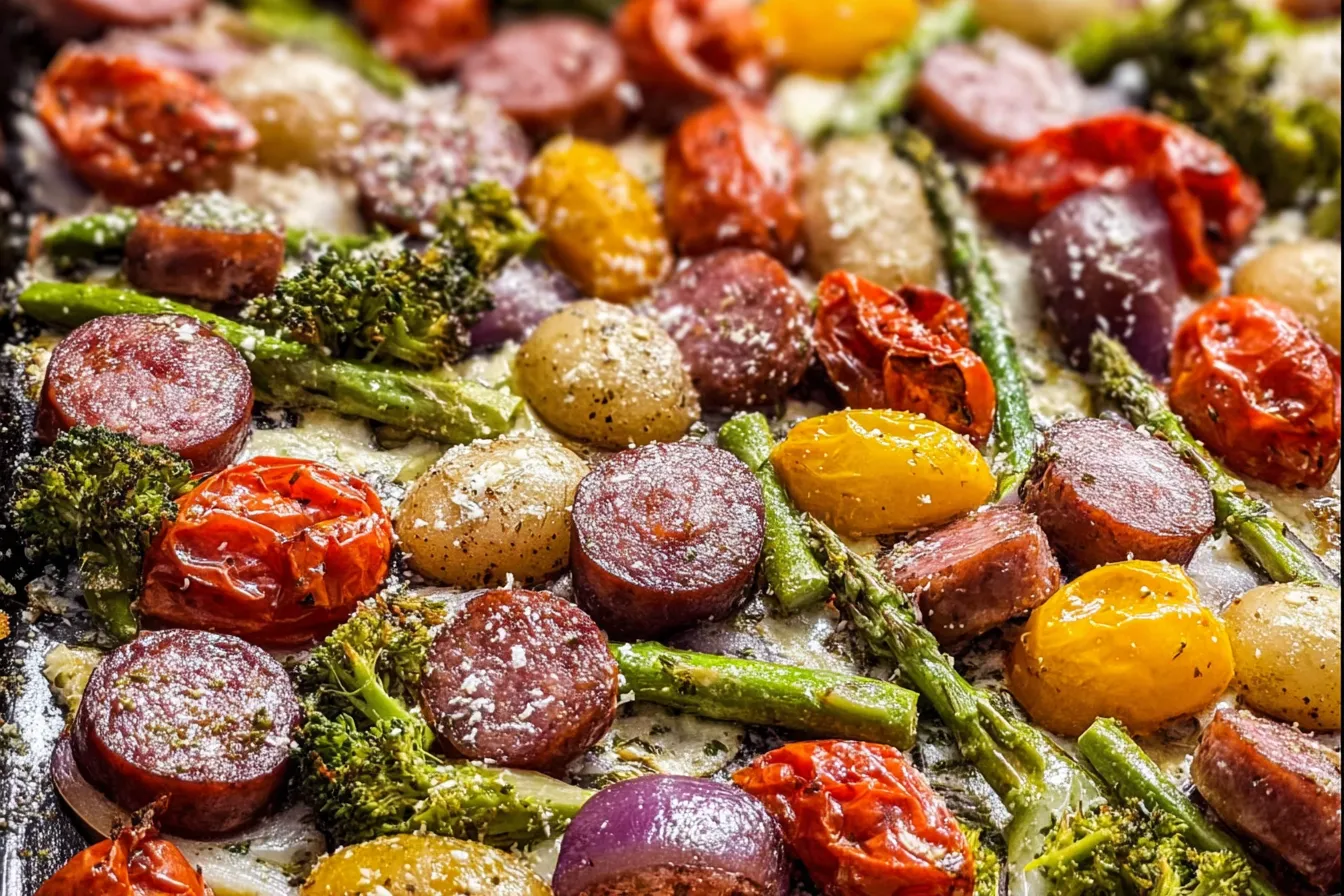 Sheet Pan Sausage and Spring Vegetables Fresh Ingredients