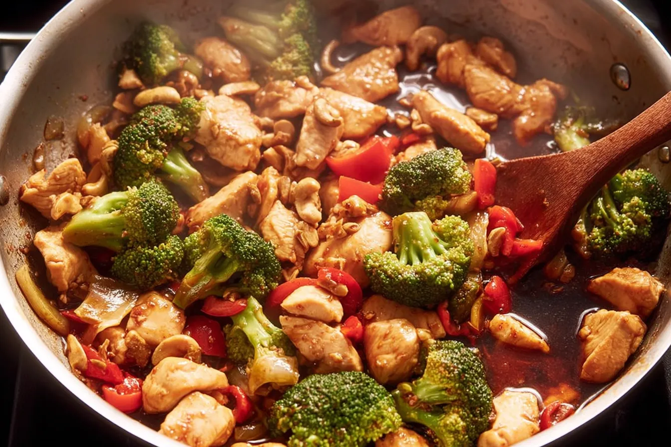 Vibrant Simple Chicken Stir Fry in a Wok
