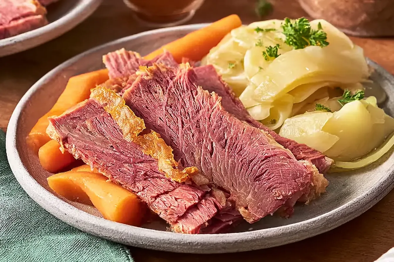 Delicious Slow Cooker Corned Beef Dinner Plate