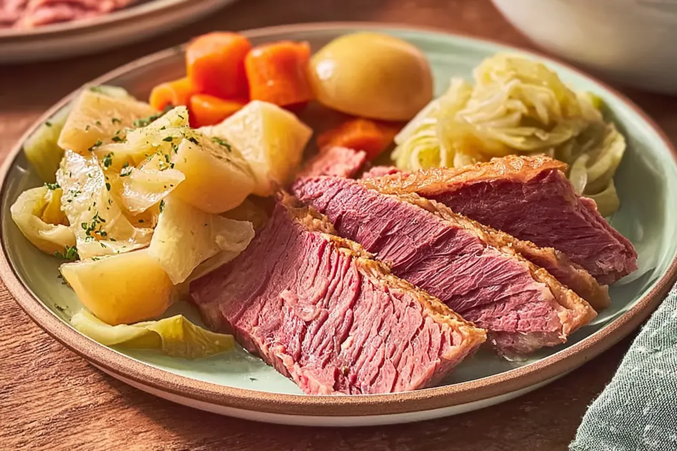 Slow Cooker Corned Beef Dinner Plate