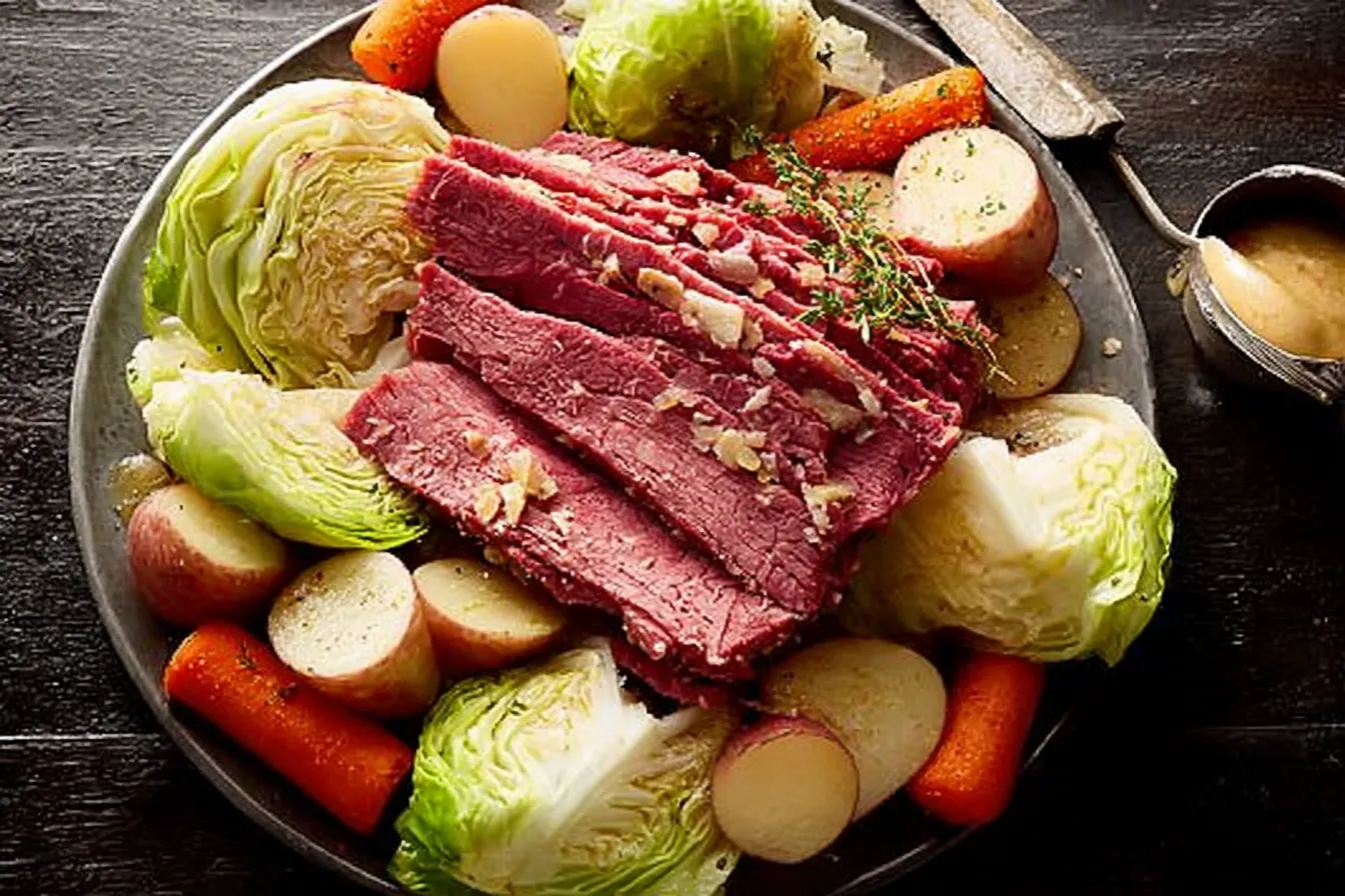Delicious Slow Cooker Corned Beef with Cabbage Wedges