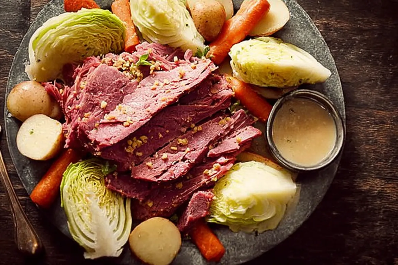 Slow Cooker Corned Beef with Cabbage Wedges