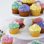 Spring Wildflower Vanilla Cupcakes on a Brunch Table