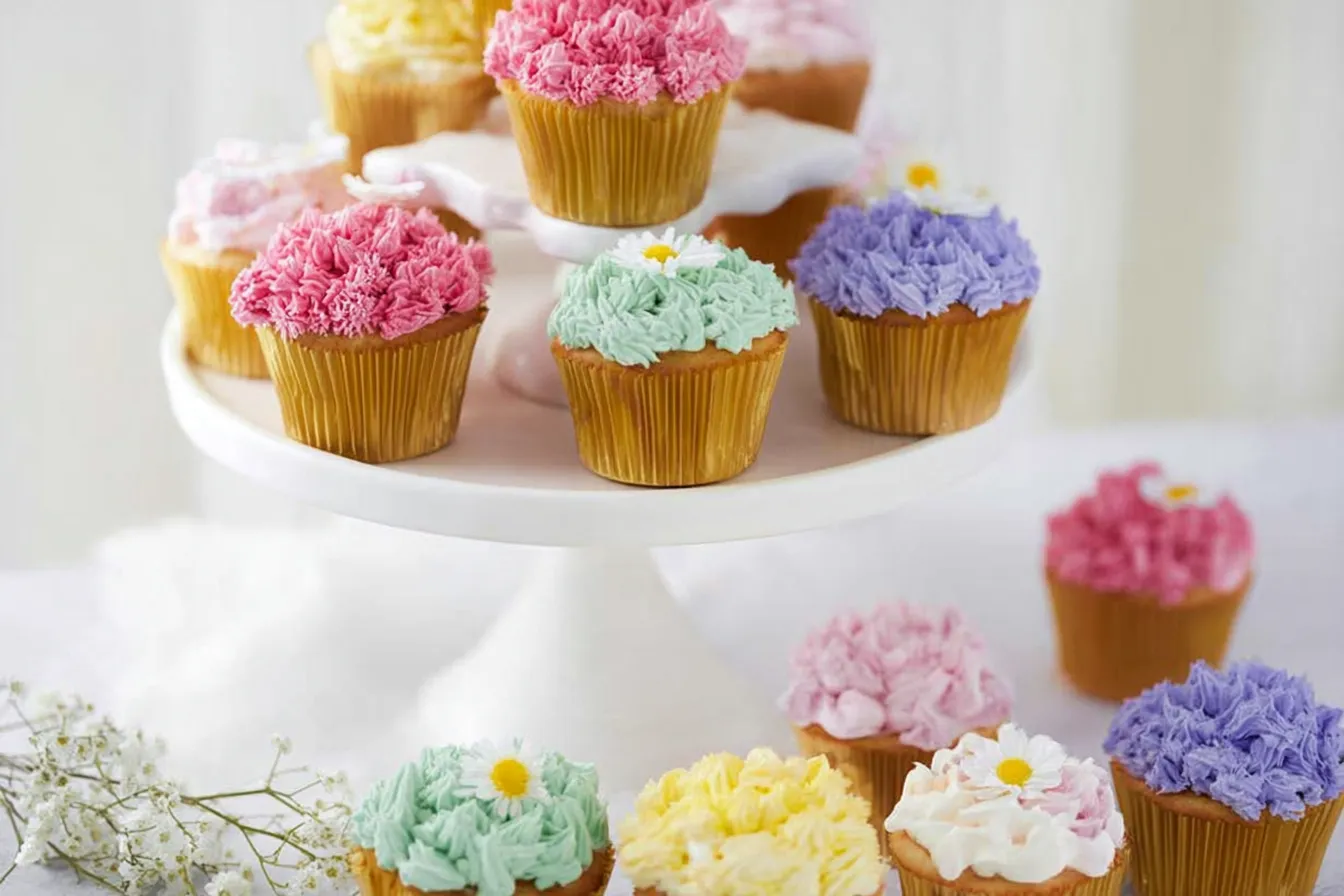 Spring Wildflower Vanilla Cupcakes