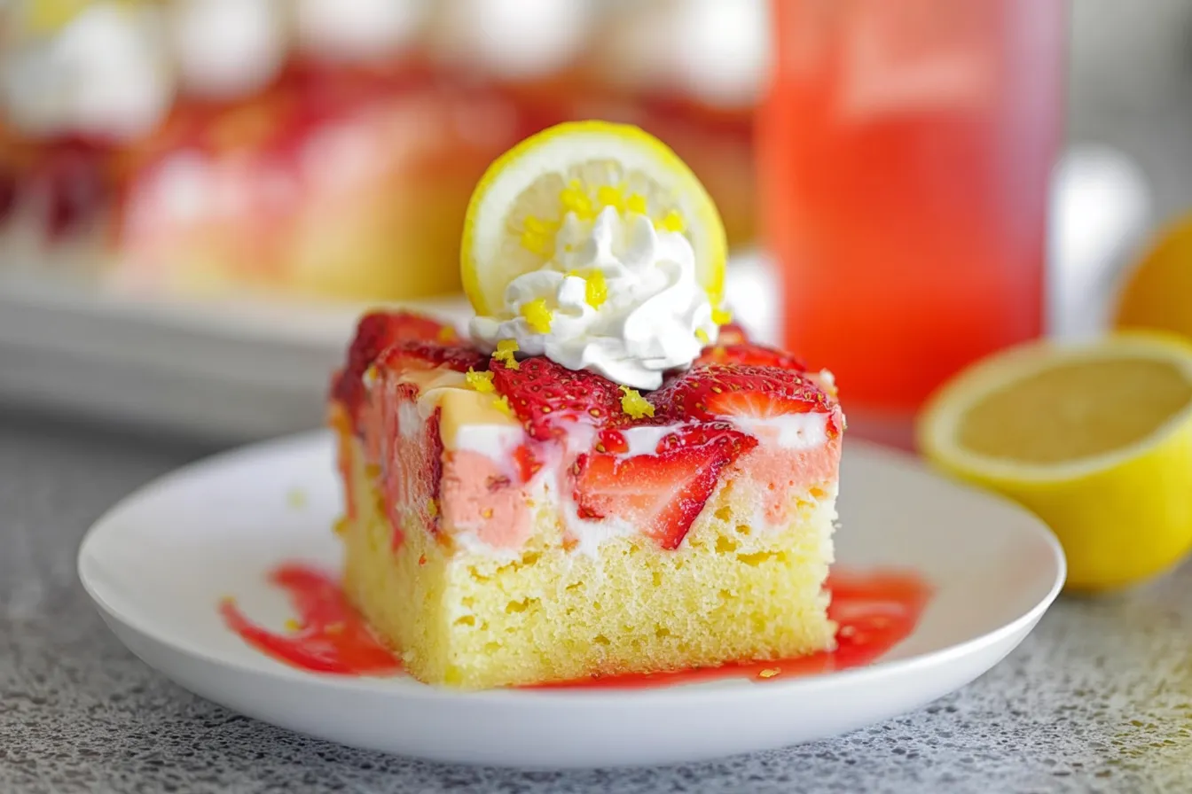 Strawberry Lemonade Poke Cake