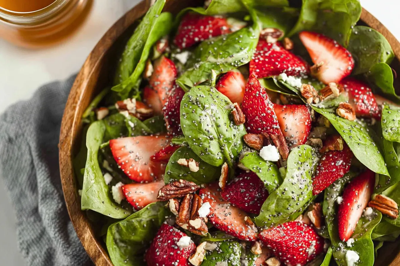 Delicious Strawberry Spinach Salad with Poppy Seed Dressing