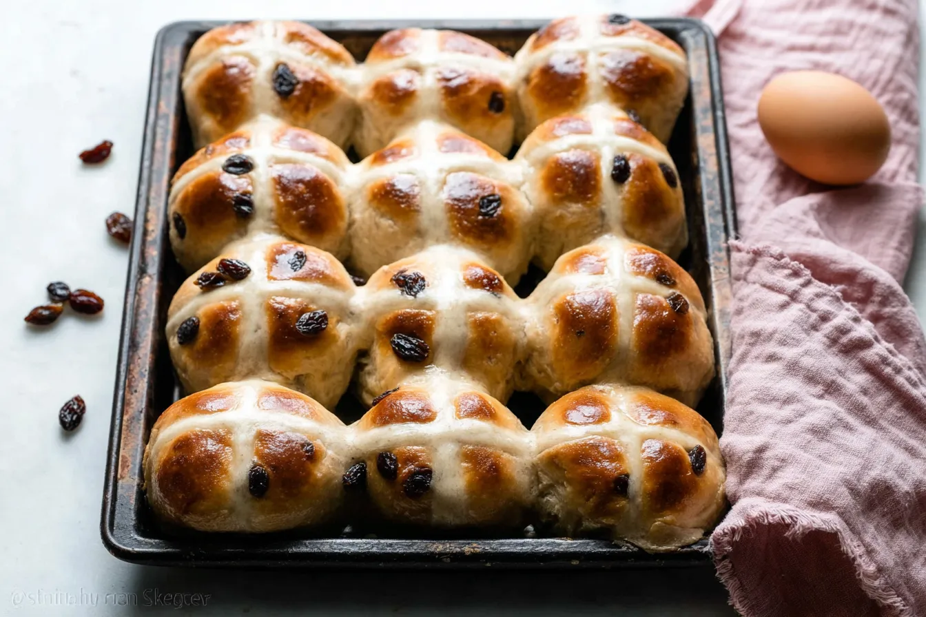 Traditional Hot Cross Buns with Raisins
