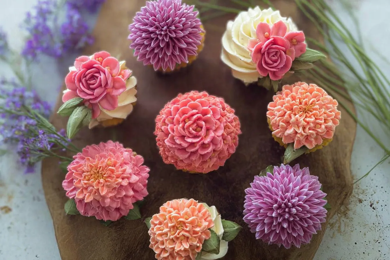 Wildflower Cupcakes with Buttercream Flowers