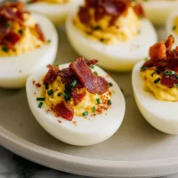 Bacon Deviled Eggs with Crumbled Bacon Topping