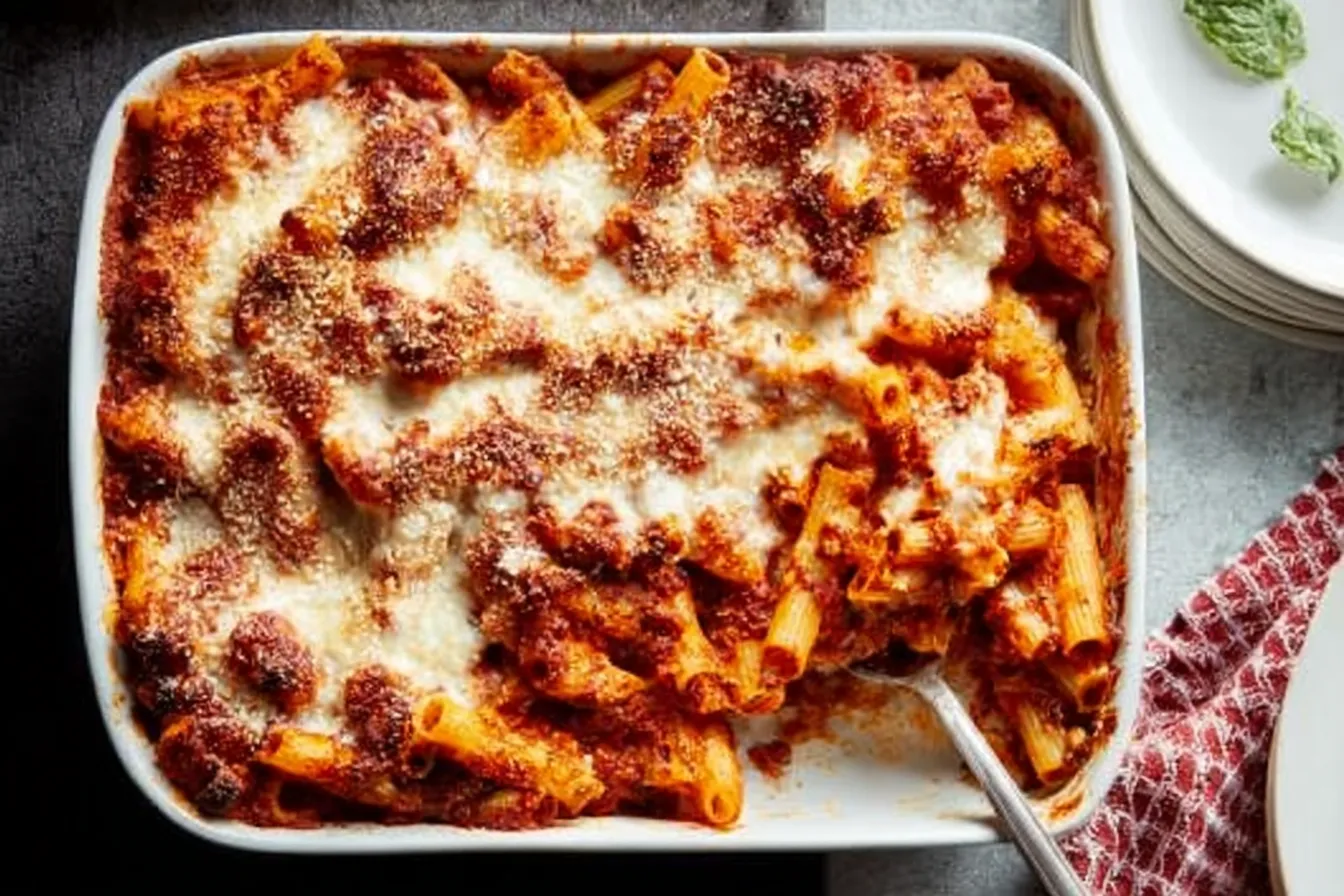 Mouthwatering Baked Ziti Ready to Serve