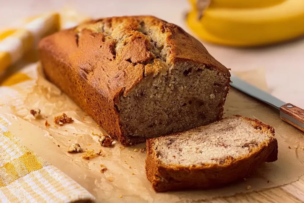 Delicious Slice of Banana Bread Freshly Baked