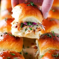 BBQ Chicken Sliders Served on a Wooden Board