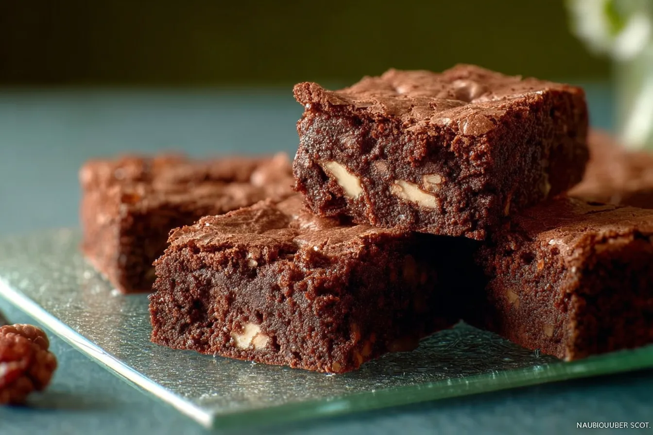Homemade Fudgy Brownies on a Plate
