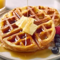 Fluffy Buttermilk Waffles on a Plate