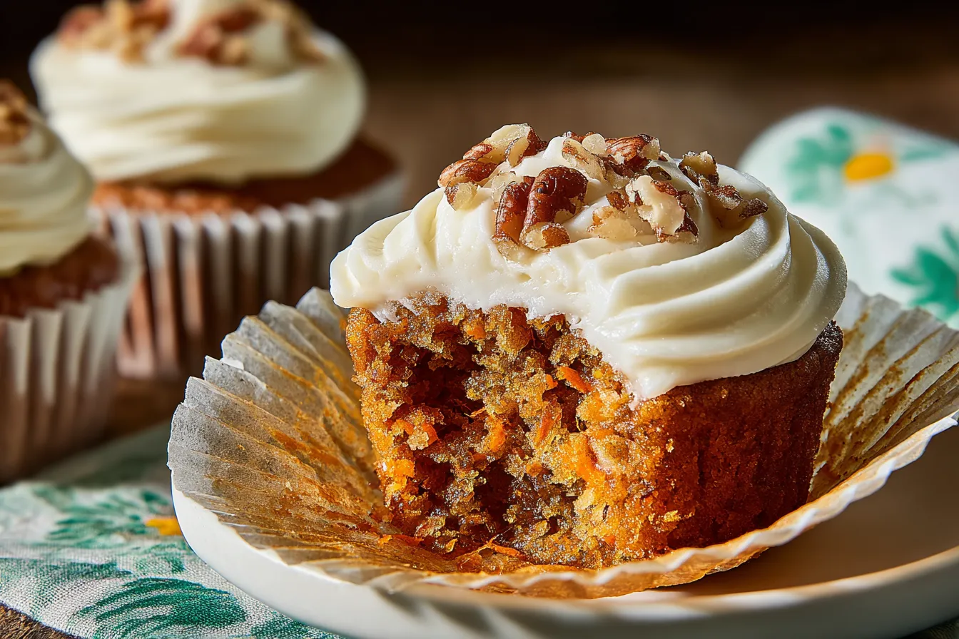 Delicious Carrot Cake Cupcakes with Cream Cheese Frosting