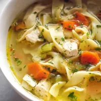Delicious Bowl of Chicken Noodle Soup Ready to Enjoy