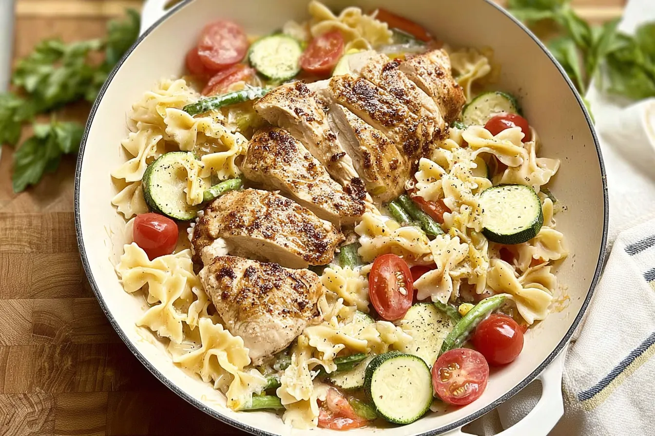 Chicken Pasta Primavera with Fresh Vegetables