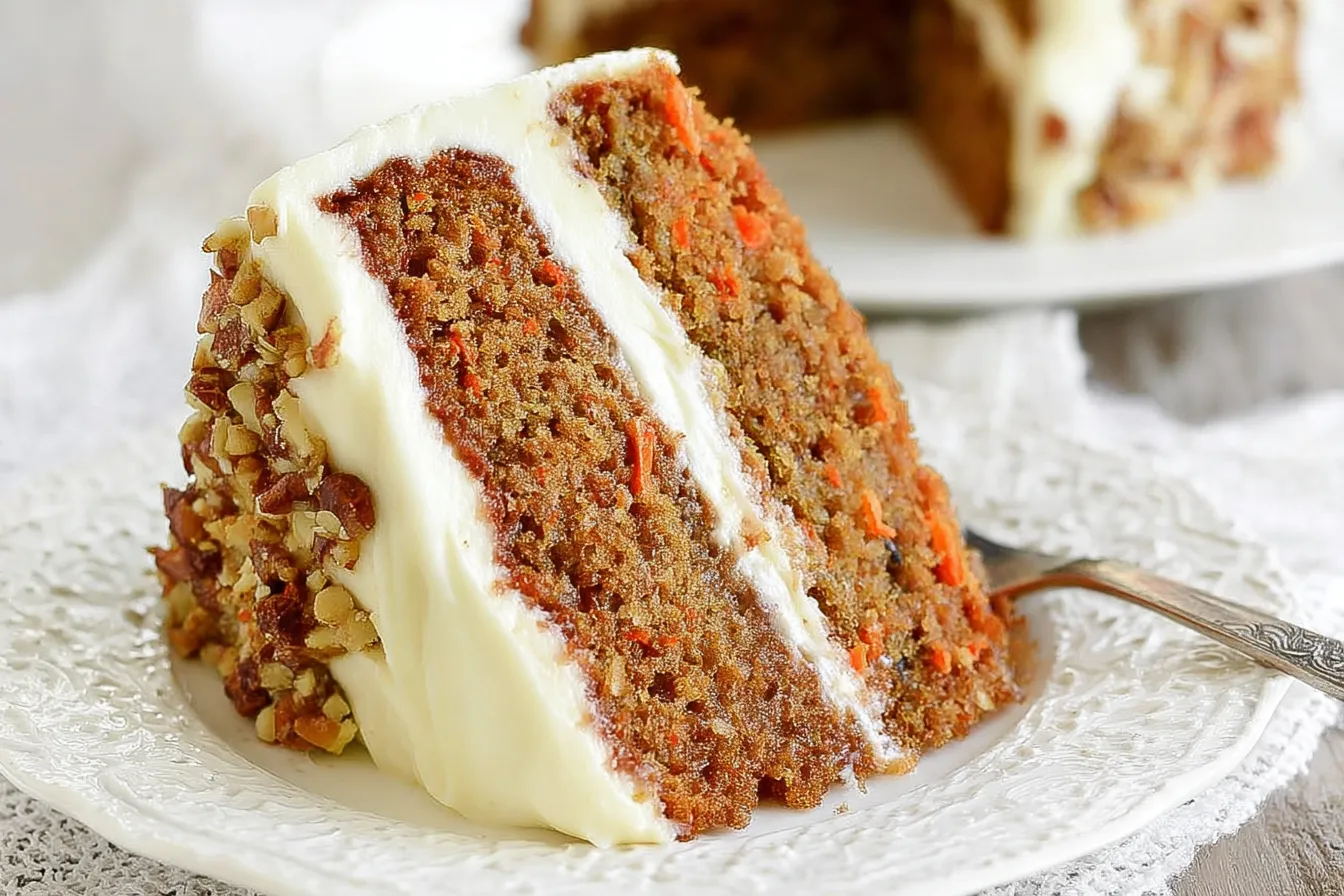 Classic Carrot Cake with Cream Cheese Frosting Slice
