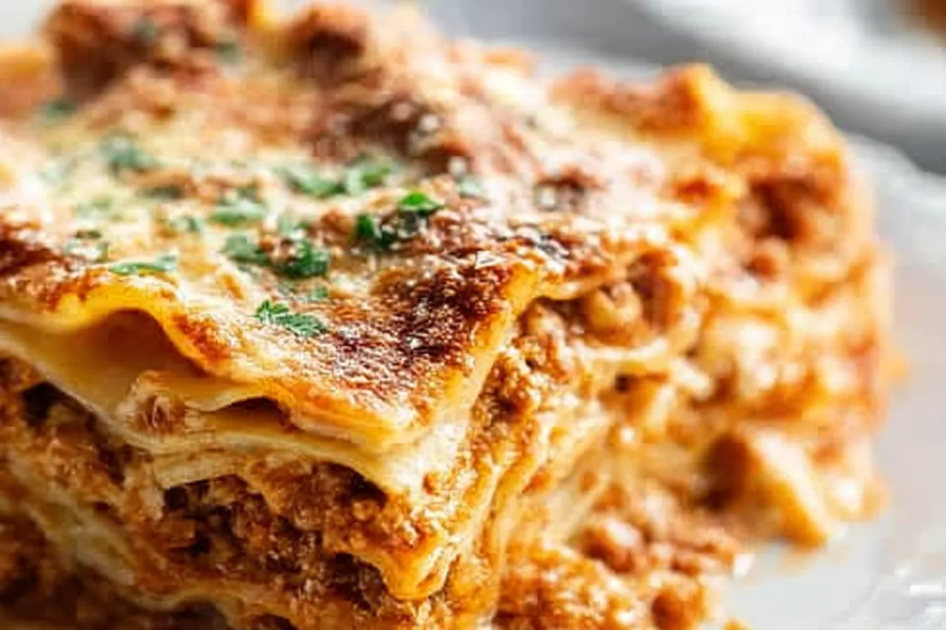 Classic Lasagna Freshly Baked on a Cozy Table