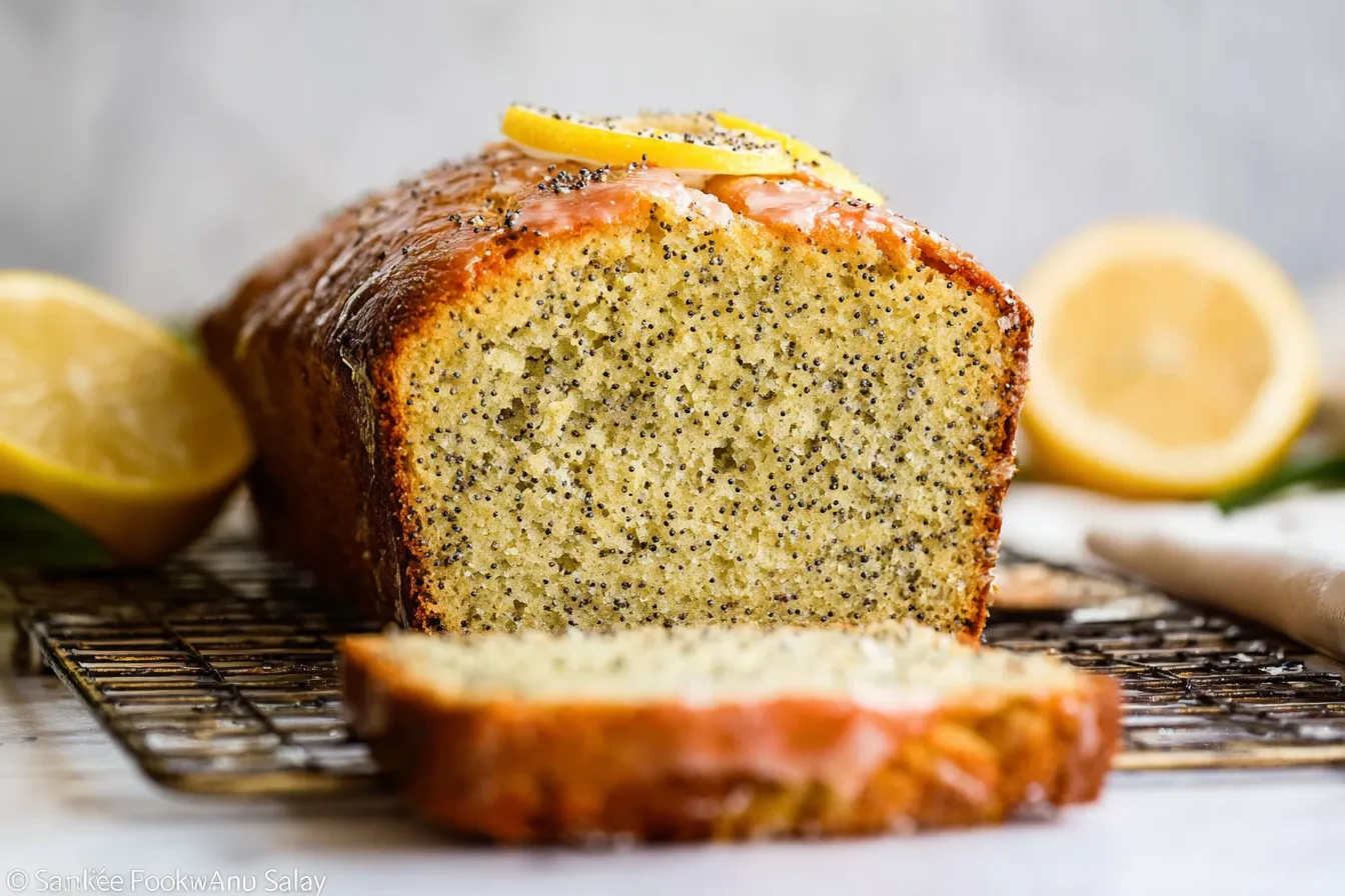Classic Lemon Poppy Seed Bread on a Rustic Table
