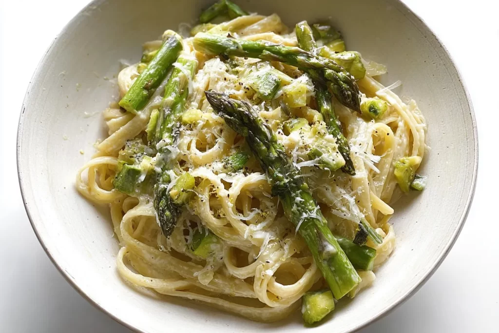Delicious Creamy Asparagus Pasta Ready to Serve