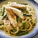 Creamy Chicken Asparagus Pasta Ready to Serve