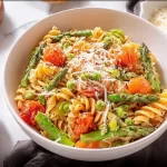 Creamy Pasta Primavera Served in a Colorful Bowl