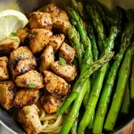 Bowl of Garlic Butter Chicken Asparagus Pasta