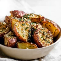 Garlic Parmesan Roasted Potatoes in a Crispy Golden Coat