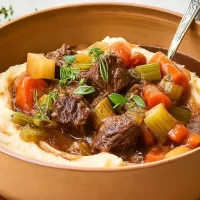 Delicious Guinness Beef Stew in a Rustic Bowl