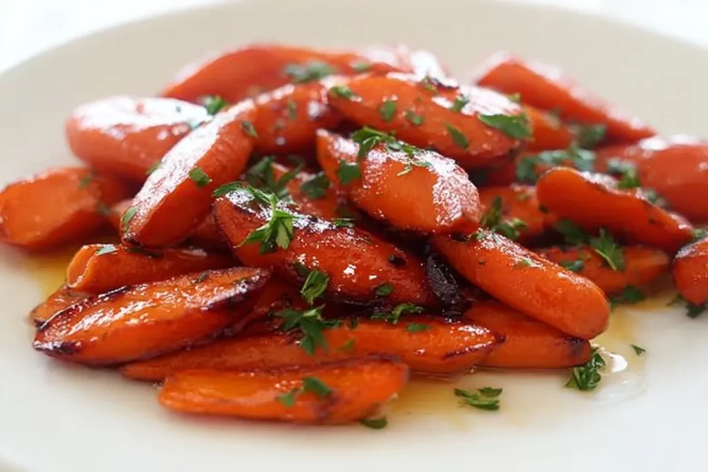 Honey Butter Roasted Carrots on a Serving Platter