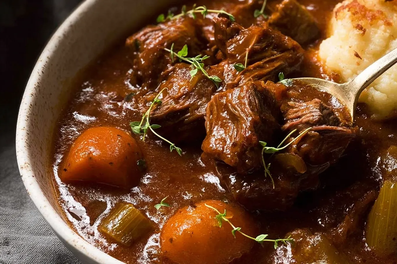 Irish Beef Stew in a Rustic Bowl