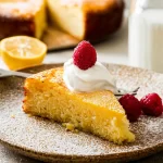 Italian Lemon Ricotta Cake on a White Plate
