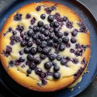 Lemon Blueberry Ricotta Cake Slice on a Plate