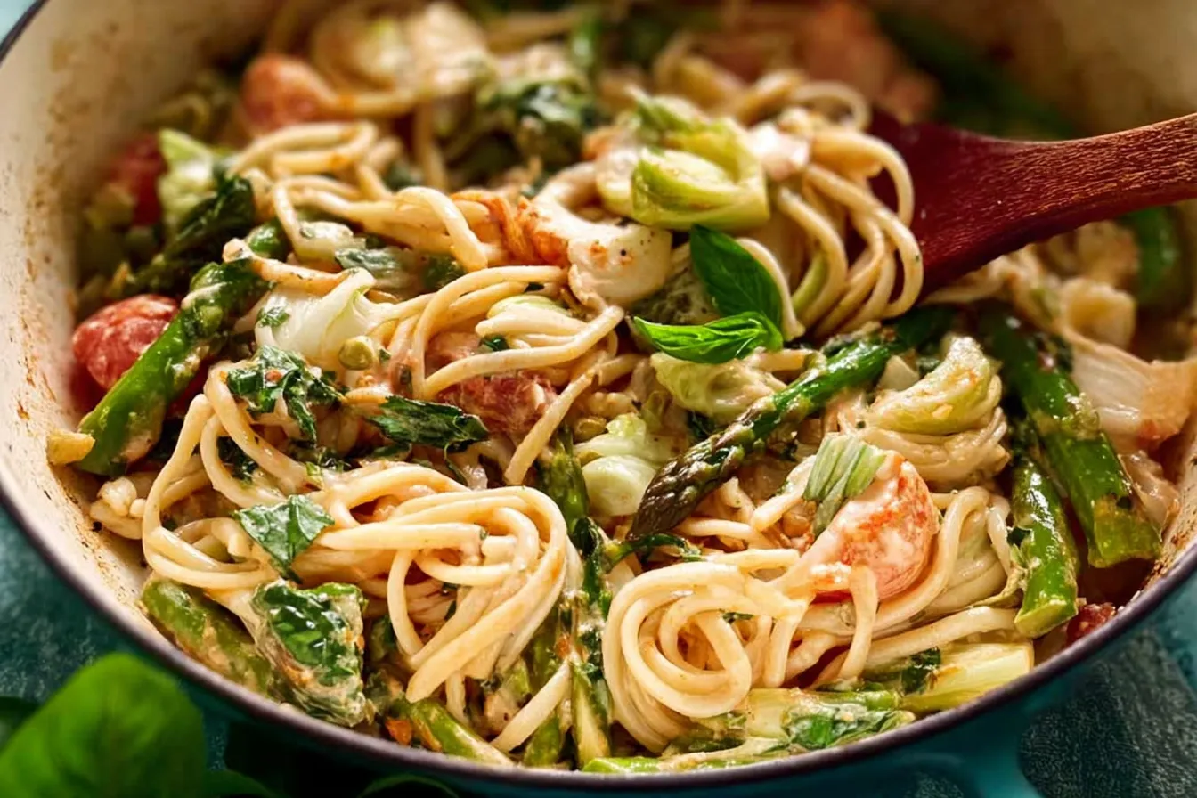 Roasted Vegetable Pasta Primavera Served in a Bowl