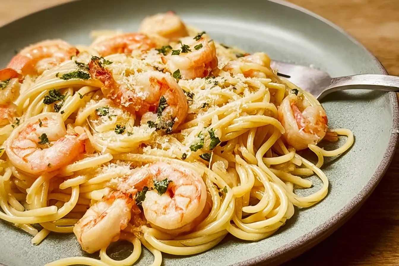 Shrimp Scampi Pasta Ready to Serve