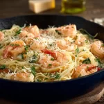 Delicious Shrimp Scampi Served Over Pasta