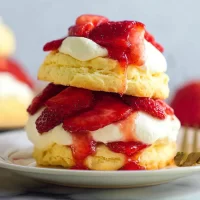 Strawberry Shortcake Biscuits on a White Plate